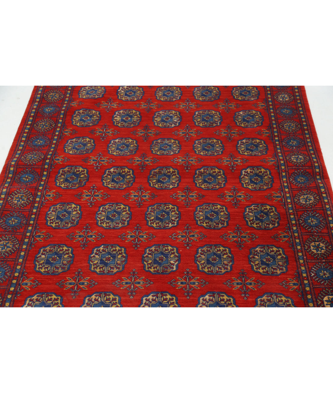 Ajrak 3'11'' X 6'0'' Power-Loomed Wool-Bamboo Silk Rug 3'11'' x 6'0'' (118 X 180) / Red / Blue
