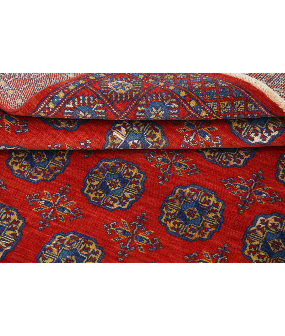 Ajrak 3'11'' X 6'0'' Power-Loomed Wool-Bamboo Silk Rug 3'11'' x 6'0'' (118 X 180) / Red / Blue