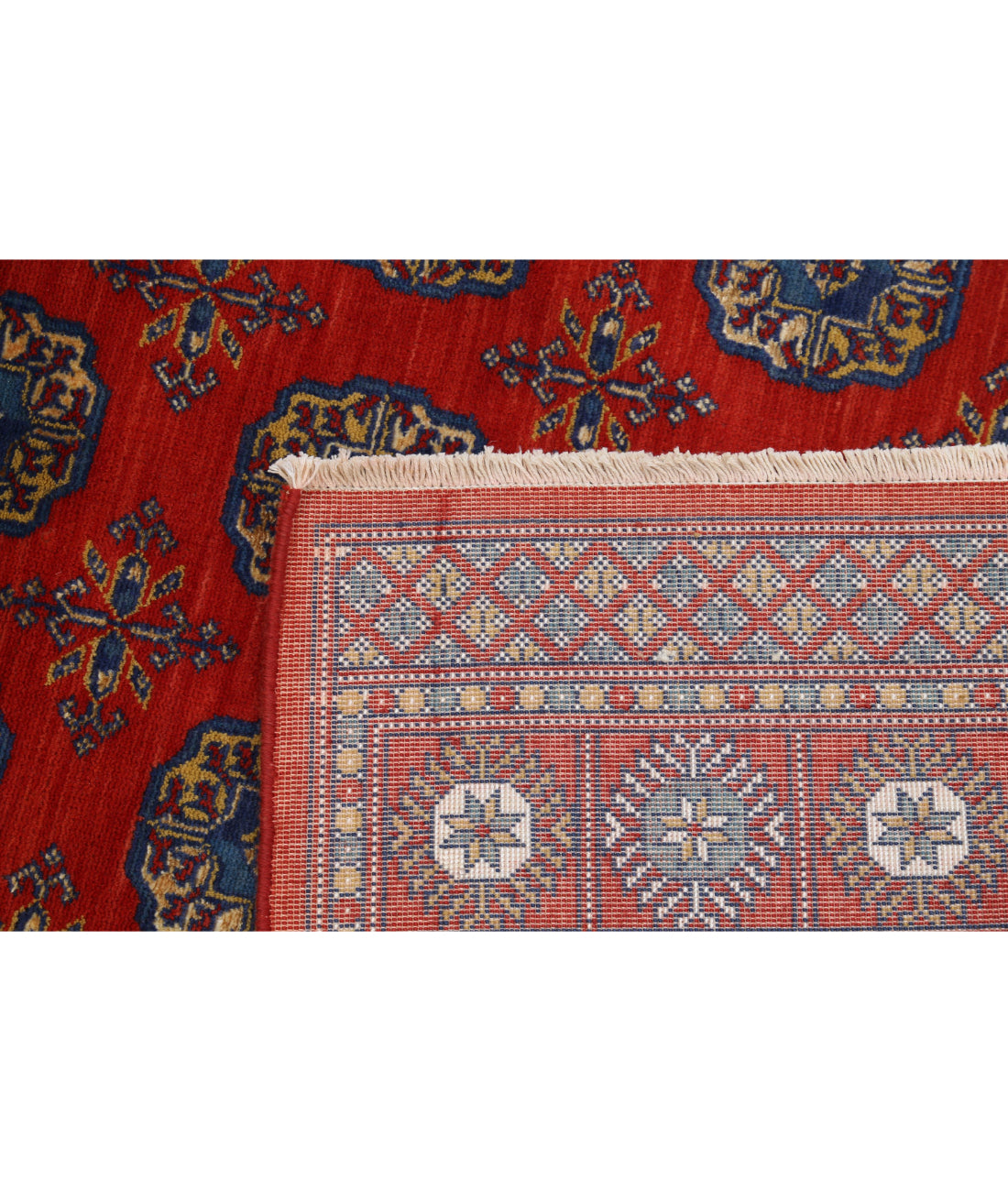 Ajrak 3'11'' X 6'0'' Power-Loomed Wool-Bamboo Silk Rug 3'11'' x 6'0'' (118 X 180) / Red / Blue