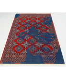 Ajrak 4'0'' X 6'0'' Power-Loomed Wool-Bamboo Silk Rug 4'0'' x 6'0'' (120 X 180) / Red / Blue
