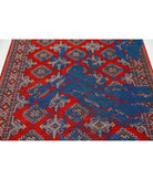 Ajrak 4'0'' X 6'0'' Power-Loomed Wool-Bamboo Silk Rug 4'0'' x 6'0'' (120 X 180) / Red / Blue