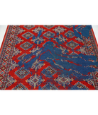 Ajrak 4'0'' X 6'0'' Power-Loomed Wool-Bamboo Silk Rug 4'0'' x 6'0'' (120 X 180) / Red / Blue