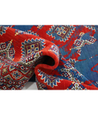 Ajrak 4'0'' X 6'0'' Power-Loomed Wool-Bamboo Silk Rug 4'0'' x 6'0'' (120 X 180) / Red / Blue