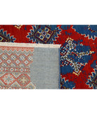 Ajrak 4'0'' X 6'0'' Power-Loomed Wool-Bamboo Silk Rug 4'0'' x 6'0'' (120 X 180) / Red / Blue
