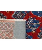 Ajrak 4'0'' X 6'0'' Power-Loomed Wool-Bamboo Silk Rug 4'0'' x 6'0'' (120 X 180) / Red / Blue