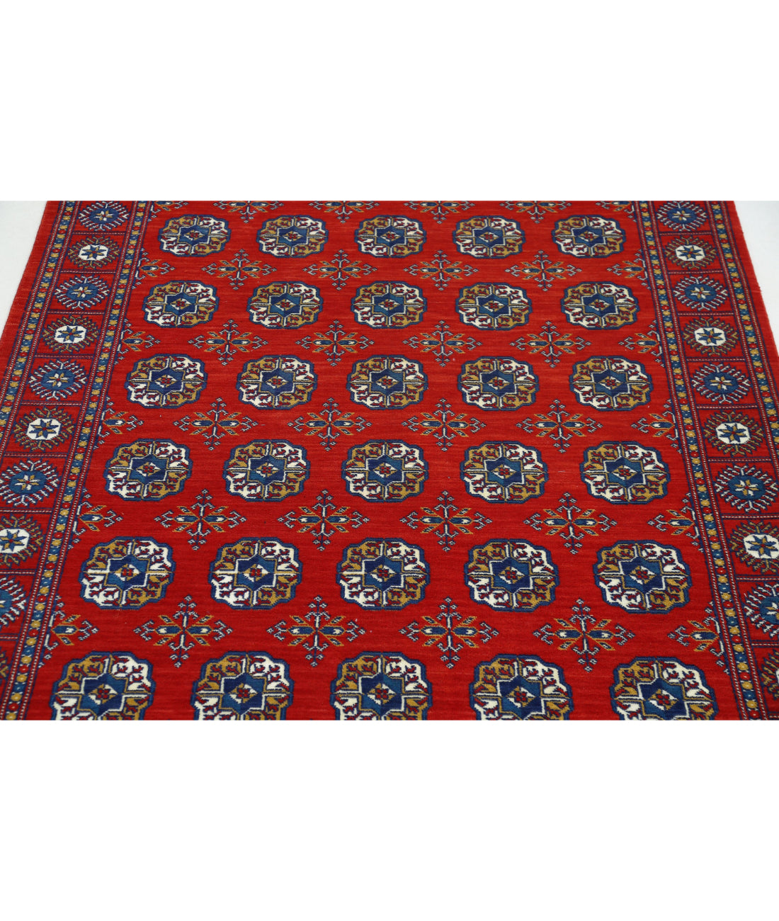 Ajrak 3'11'' X 6'0'' Power-Loomed Wool-Bamboo Silk Rug 3'11'' x 6'0'' (118 X 180) / Red / Blue