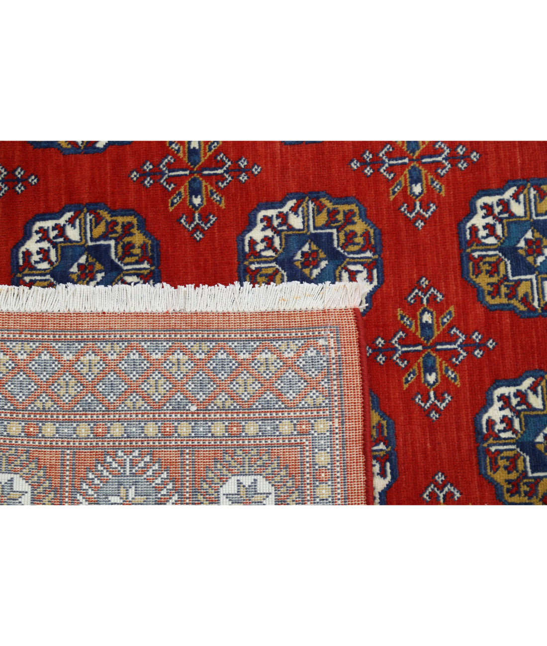 Ajrak 3'11'' X 6'0'' Power-Loomed Wool-Bamboo Silk Rug 3'11'' x 6'0'' (118 X 180) / Red / Blue