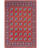 Ajrak 3'11'' X 6'0'' Power-Loomed Wool-Bamboo Silk Rug 3'11'' x 6'0'' (118 X 180) / Red / Blue