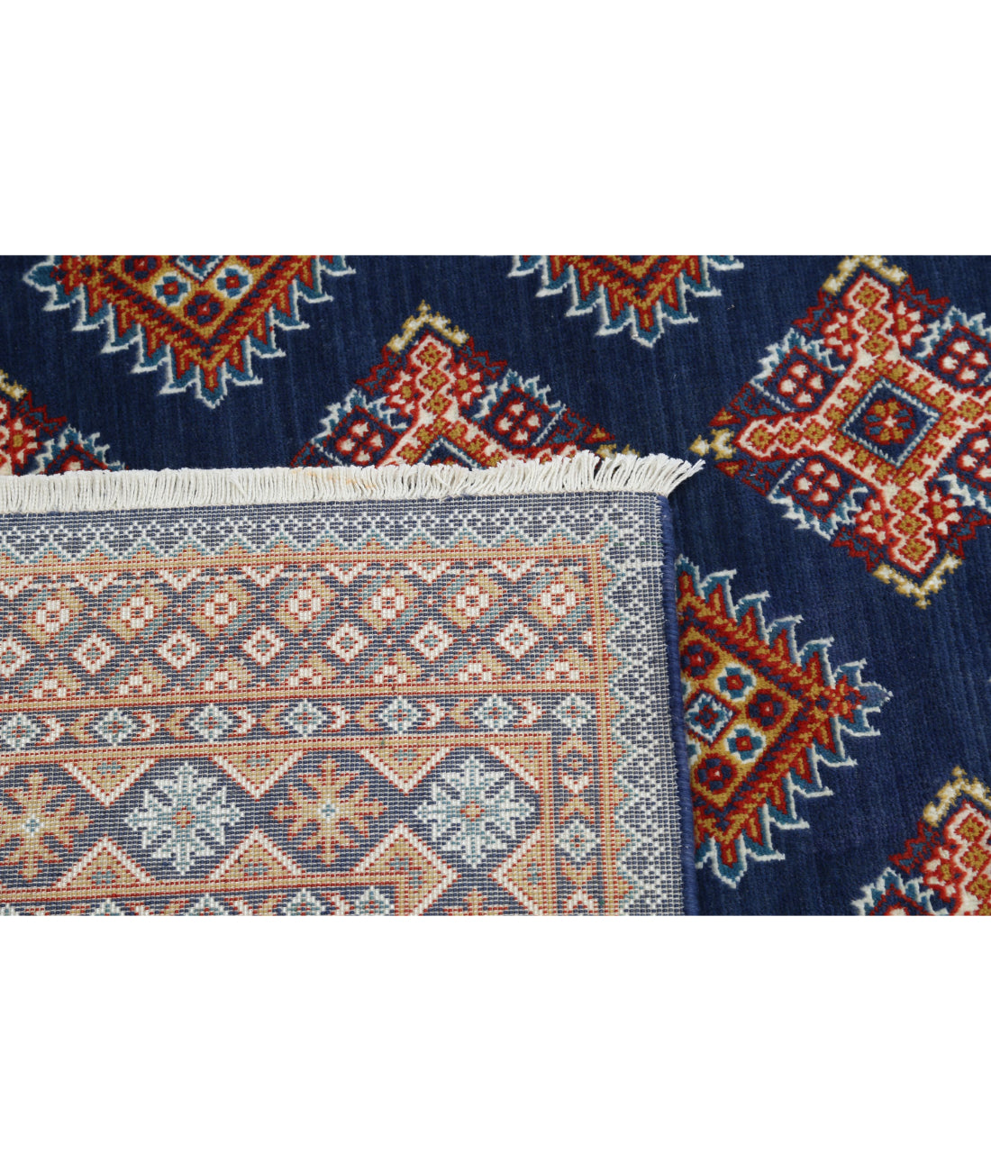 Ajrak 3'11'' X 6'0'' Power-Loomed Wool-Bamboo Silk Rug 3'11'' x 6'0'' (118 X 180) / Blue / Blue