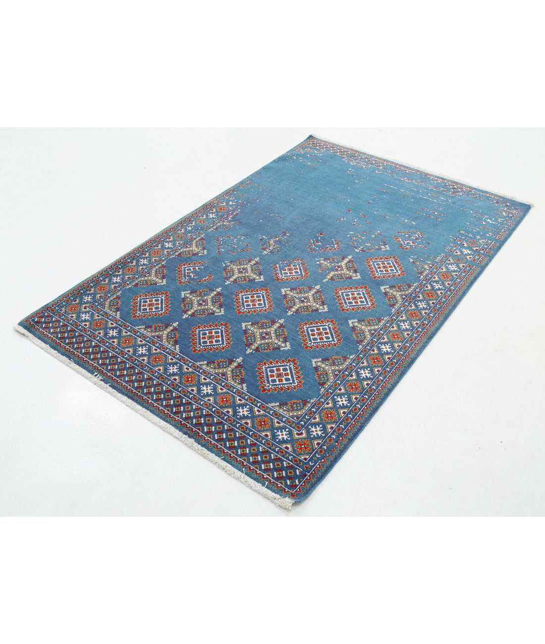 Ajrak 3'11'' X 6'0'' Power-Loomed Wool-Bamboo Silk Rug 3'11'' x 6'0'' (118 X 180) / Grey / Grey