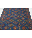 Ajrak 4'0'' X 6'0'' Power-Loomed Wool-Bamboo Silk Rug 4'0'' x 6'0'' (120 X 180) / Blue / Red