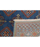 Ajrak 4'0'' X 6'0'' Power-Loomed Wool-Bamboo Silk Rug 4'0'' x 6'0'' (120 X 180) / Blue / Red
