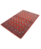 Ajrak 4'0'' X 6'0'' Power-Loomed Wool-Bamboo Silk Rug 4'0'' x 6'0'' (120 X 180) / Red / Blue