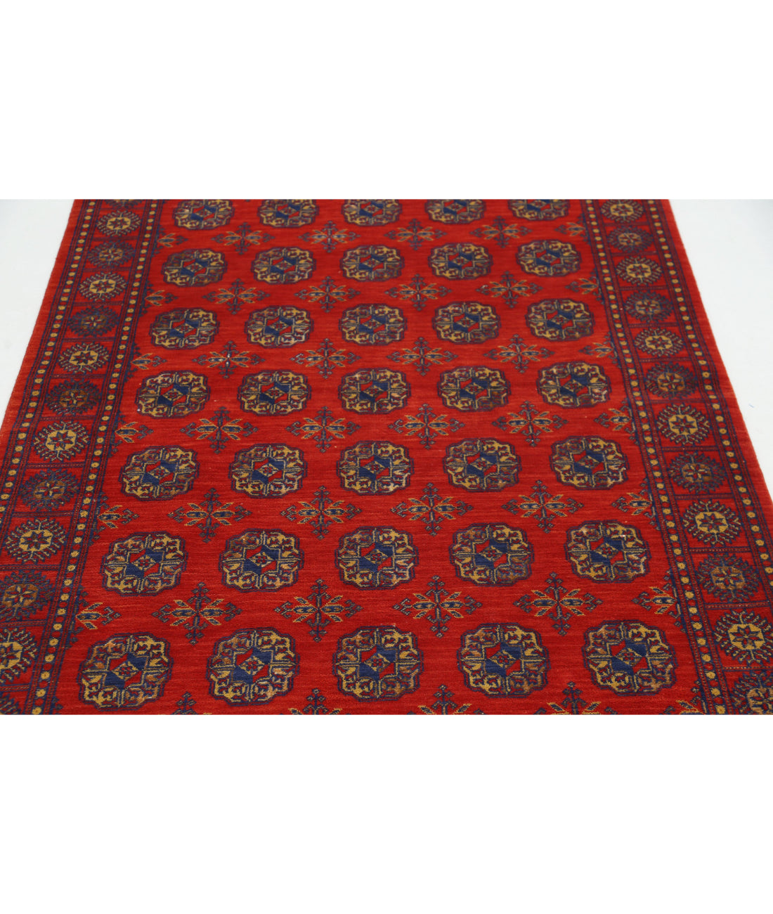 Ajrak 4'0'' X 6'0'' Power-Loomed Wool-Bamboo Silk Rug 4'0'' x 6'0'' (120 X 180) / Red / Blue