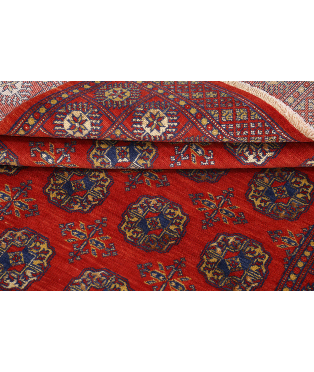 Ajrak 4'0'' X 6'0'' Power-Loomed Wool-Bamboo Silk Rug 4'0'' x 6'0'' (120 X 180) / Red / Blue