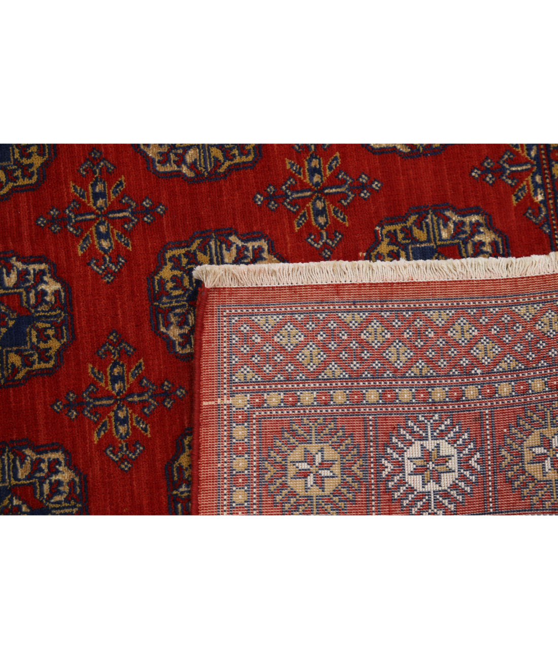 Ajrak 4'0'' X 6'0'' Power-Loomed Wool-Bamboo Silk Rug 4'0'' x 6'0'' (120 X 180) / Red / Blue