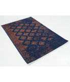 Ajrak 3'11'' X 6'0'' Power-Loomed Wool-Bamboo Silk Rug 3'11'' x 6'0'' (118 X 180) / Blue / Red