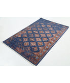 Ajrak 3'11'' X 6'0'' Power-Loomed Wool-Bamboo Silk Rug 3'11'' x 6'0'' (118 X 180) / Blue / Red