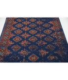 Ajrak 3'11'' X 6'0'' Power-Loomed Wool-Bamboo Silk Rug 3'11'' x 6'0'' (118 X 180) / Blue / Red
