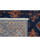 Ajrak 3'11'' X 6'0'' Power-Loomed Wool-Bamboo Silk Rug 3'11'' x 6'0'' (118 X 180) / Blue / Red