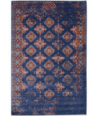 Ajrak 3'11'' X 6'0'' Power-Loomed Wool-Bamboo Silk Rug 3'11'' x 6'0'' (118 X 180) / Blue / Red