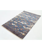 Ajrak 4'0'' X 6'1'' Power-Loomed Wool-Bamboo Silk Rug 4'0'' x 6'1'' (120 X 183) / Blue / Red