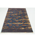 Ajrak 4'0'' X 6'1'' Power-Loomed Wool-Bamboo Silk Rug 4'0'' x 6'1'' (120 X 183) / Blue / Red