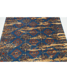 Ajrak 4'0'' X 6'1'' Power-Loomed Wool-Bamboo Silk Rug 4'0'' x 6'1'' (120 X 183) / Blue / Red