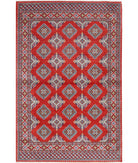 Ajrak 3'11'' X 6'0'' Power-Loomed Wool-Bamboo Silk Rug 3'11'' x 6'0'' (118 X 180) / Red / Blue