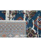 Ajrak 4'0'' X 6'1'' Power-Loomed Wool-Bamboo Silk Rug 4'0'' x 6'1'' (120 X 183) / Blue / Red