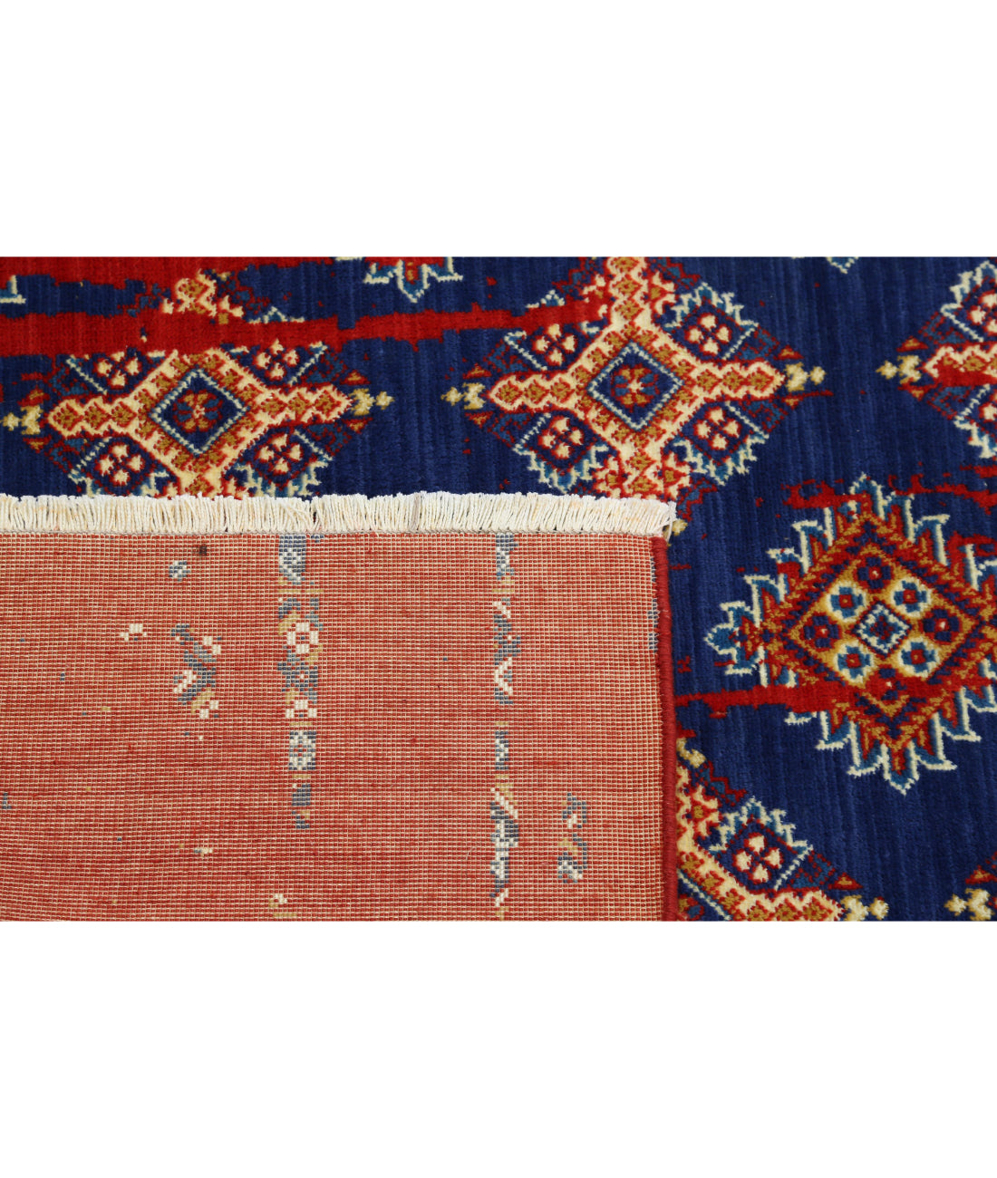 Ajrak 3'11'' X 6'0'' Power-Loomed Wool-Bamboo Silk Rug 3'11'' x 6'0'' (118 X 180) / Red / Blue