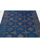 Ajrak 4'0'' X 6'0'' Power-Loomed Wool-Bamboo Silk Rug 4'0'' x 6'0'' (120 X 180) / Blue / Ivory