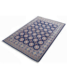 Ajrak 3'11'' X 6'0'' Power-Loomed Wool-Bamboo Silk Rug 3'11'' x 6'0'' (118 X 180) / Blue / Ivory