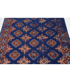 Ajrak 4'0'' X 6'0'' Power-Loomed Wool-Bamboo Silk Rug 4'0'' x 6'0'' (120 X 180) / Blue / Red