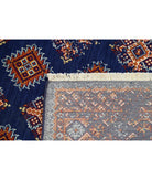 Ajrak 4'0'' X 6'0'' Power-Loomed Wool-Bamboo Silk Rug 4'0'' x 6'0'' (120 X 180) / Blue / Red