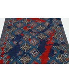 Ajrak 3'7'' X 6'1'' Power-Loomed Wool-Bamboo Silk Rug 3'7'' x 6'1'' (108 X 183) / Blue / Red