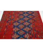 Ajrak 4'0'' X 6'0'' Power-Loomed Wool-Bamboo Silk Rug 4'0'' x 6'0'' (120 X 180) / Red / Blue
