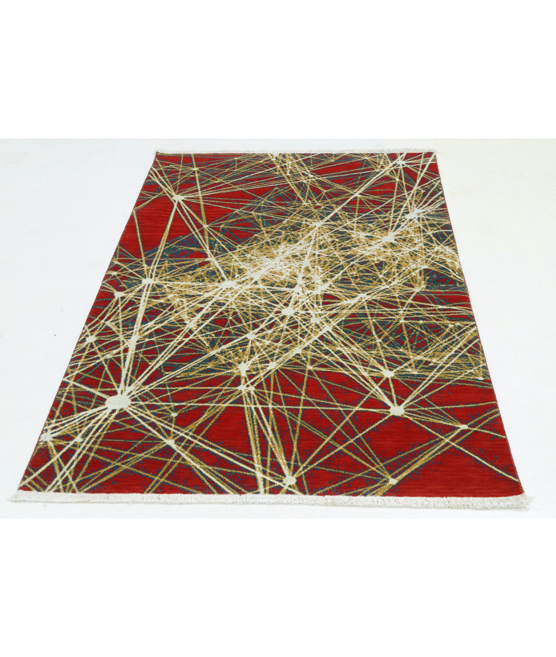 Dhanak 4'0'' X 5'9'' Power-Loomed Wool Rug 4'0'' x 5'9'' (120 X 173) / Red / Gold