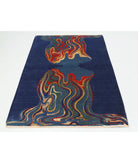 Dhanak 4'0'' X 5'10'' Power-Loomed Wool-Bamboo Silk Rug 4'0'' x 5'10'' (120 X 175) / Blue / Red