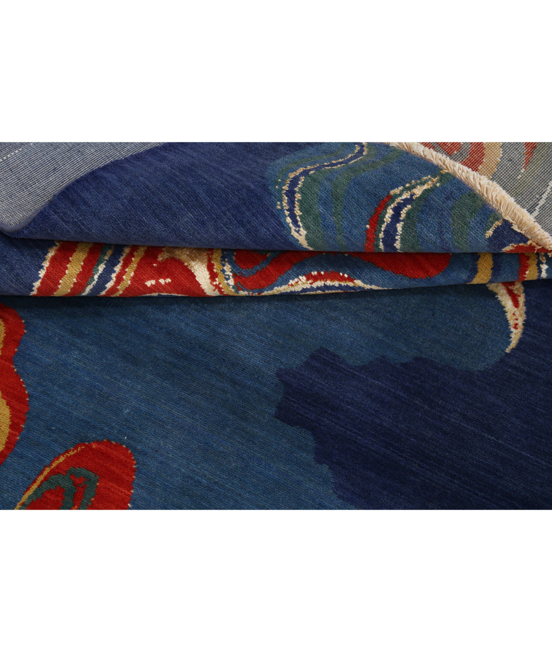 Dhanak 4'0'' X 5'10'' Power-Loomed Wool-Bamboo Silk Rug 4'0'' x 5'10'' (120 X 175) / Blue / Red