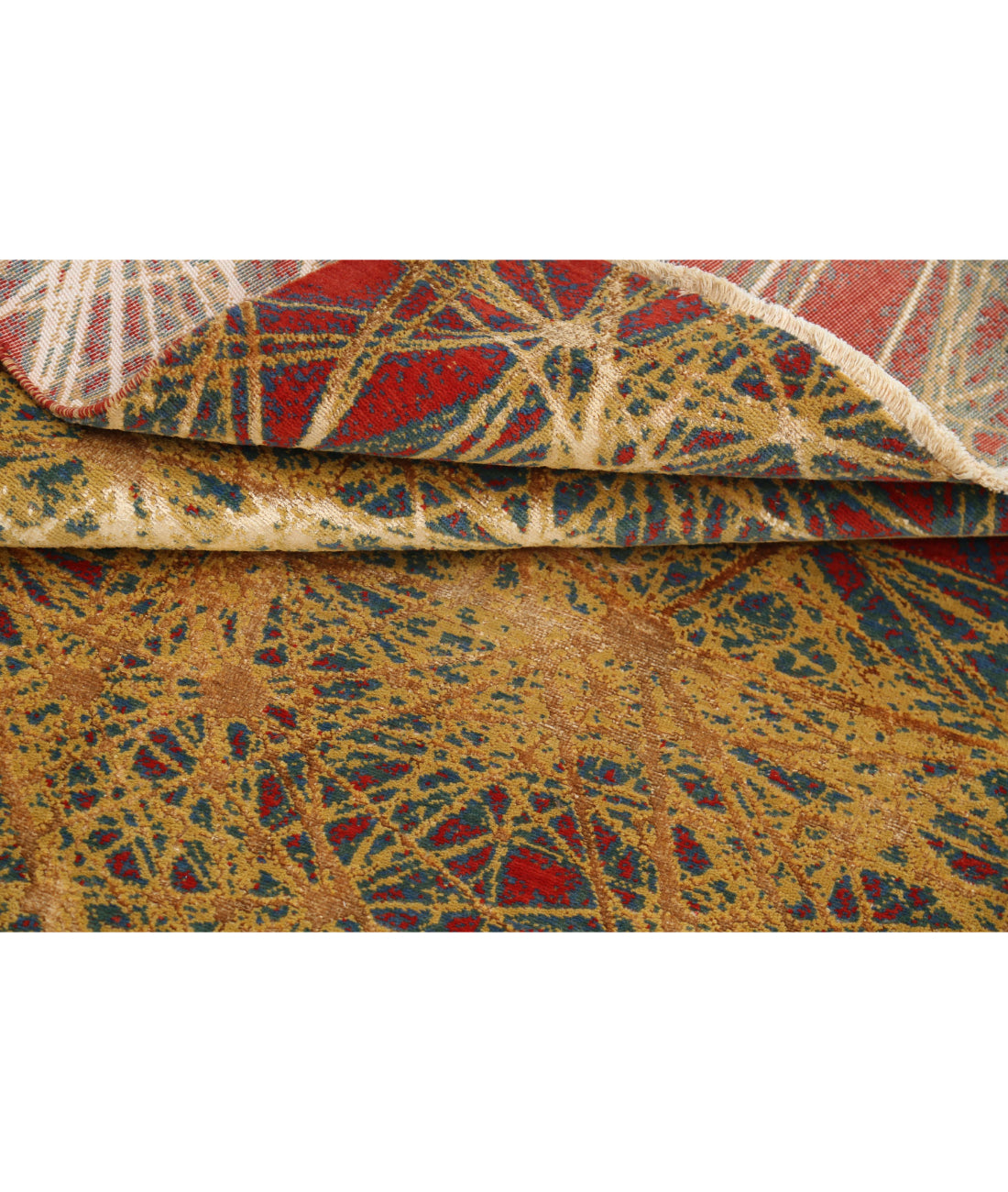Dhanak 4'0'' X 5'10'' Power-Loomed Wool-Bamboo Silk Rug 4'0'' x 5'10'' (120 X 175) / Red / Gold