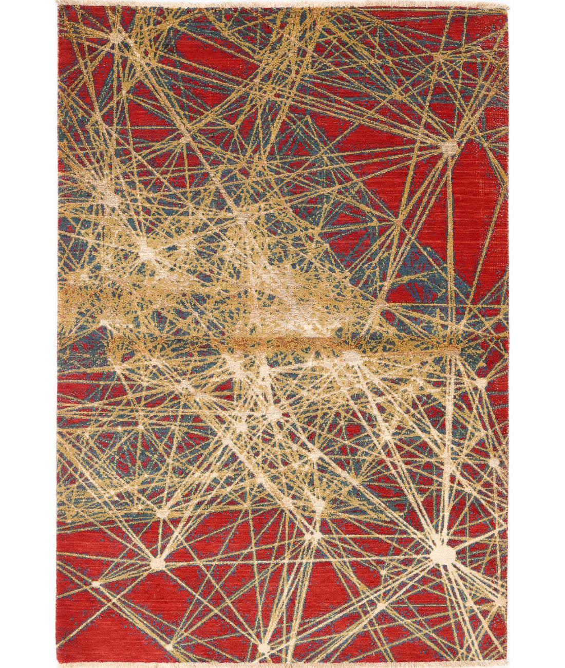 Dhanak 4'0'' X 5'10'' Power-Loomed Wool-Bamboo Silk Rug 4'0'' x 5'10'' (120 X 175) / Red / Gold