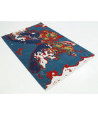 Dhanak 3'11'' X 6'1'' Power-Loomed Wool-Bamboo Silk Rug 3'11'' x 6'1'' (118 X 183) / Blue / Red