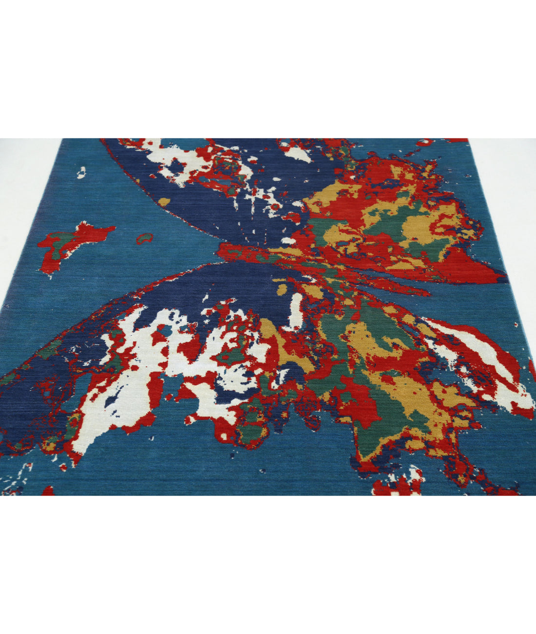 Dhanak 3'11'' X 6'1'' Power-Loomed Wool-Bamboo Silk Rug 3'11'' x 6'1'' (118 X 183) / Blue / Red