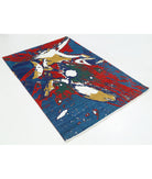 Dhanak 3'11'' X 5'10'' Power-Loomed Wool-Bamboo Silk Rug 3'11'' x 5'10'' (118 X 175) / Blue / Red