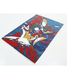 Dhanak 3'11'' X 5'10'' Power-Loomed Wool-Bamboo Silk Rug 3'11'' x 5'10'' (118 X 175) / Blue / Red