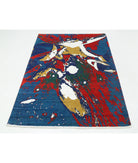 Dhanak 3'11'' X 5'10'' Power-Loomed Wool-Bamboo Silk Rug 3'11'' x 5'10'' (118 X 175) / Blue / Red