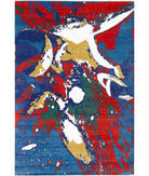 Dhanak 3'11'' X 5'10'' Power-Loomed Wool-Bamboo Silk Rug 3'11'' x 5'10'' (118 X 175) / Blue / Red