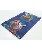 Dhanak 4'0'' X 5'10'' Power-Loomed Wool-Bamboo Silk Rug 4'0'' x 5'10'' (120 X 175) / Blue / Red