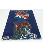 Dhanak 4'0'' X 5'10'' Power-Loomed Wool-Bamboo Silk Rug 4'0'' x 5'10'' (120 X 175) / Blue / Red